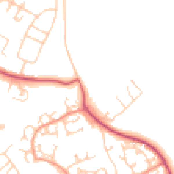 Daytime road noise heatmap for GU4 7BW