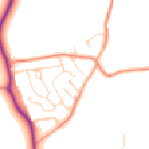 Daytime road noise heatmap for GU4 7BX