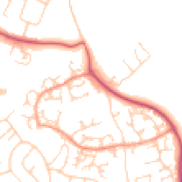 Daytime road noise heatmap for GU4 7BY