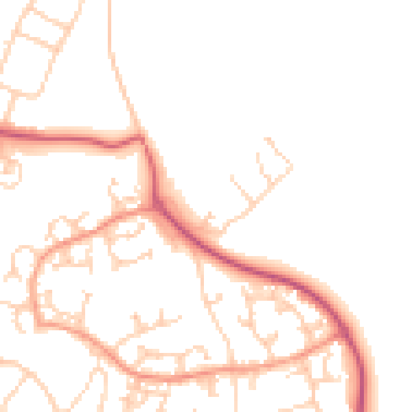 Daytime road noise heatmap for GU4 7DD