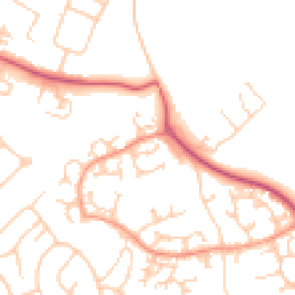 Daytime road noise heatmap for GU4 7DG