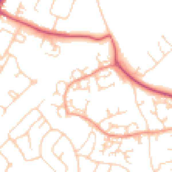 Daytime road noise heatmap for GU4 7DH