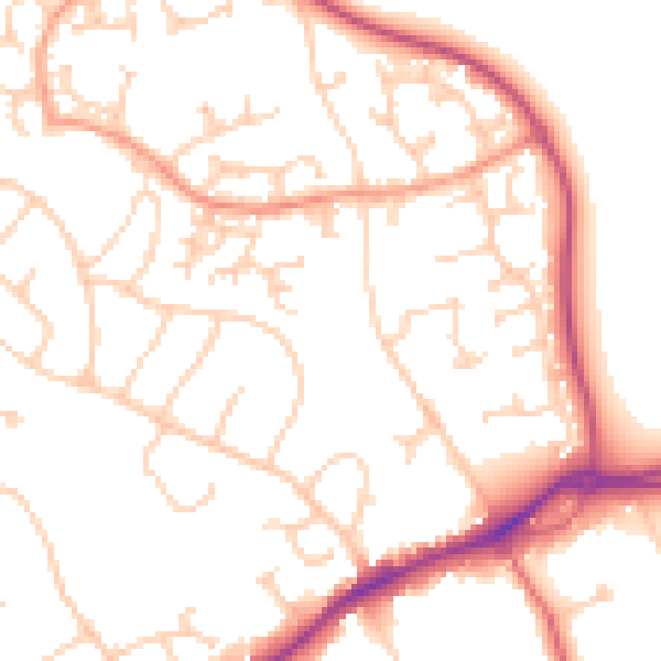 Daytime road noise heatmap for GU4 7DL
