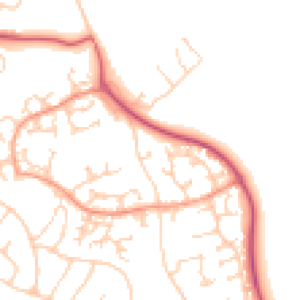 Daytime road noise heatmap for GU4 7ER