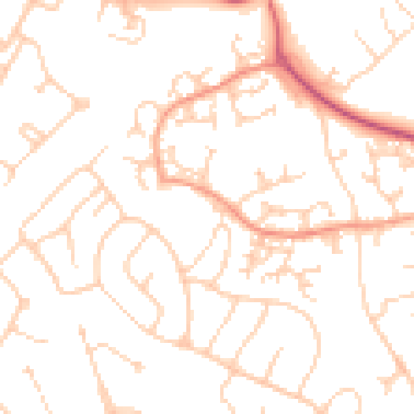 Daytime road noise heatmap for GU4 7EZ