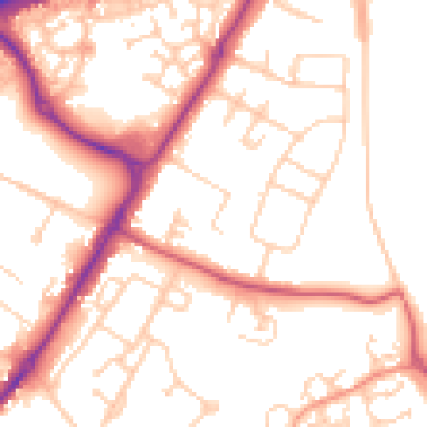 Daytime road noise heatmap for GU4 7FL