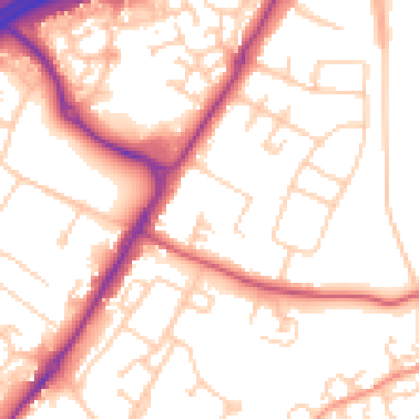 Daytime road noise heatmap for GU4 7FS