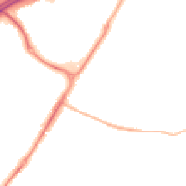 Night-time road noise heatmap for GU4 7FS