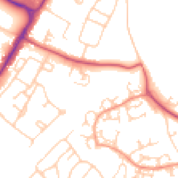 Daytime road noise heatmap for GU4 7GB