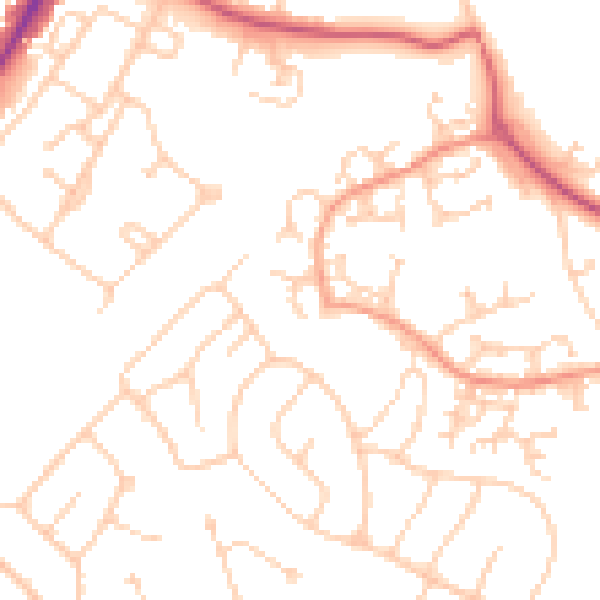 Daytime road noise heatmap for GU4 7HG