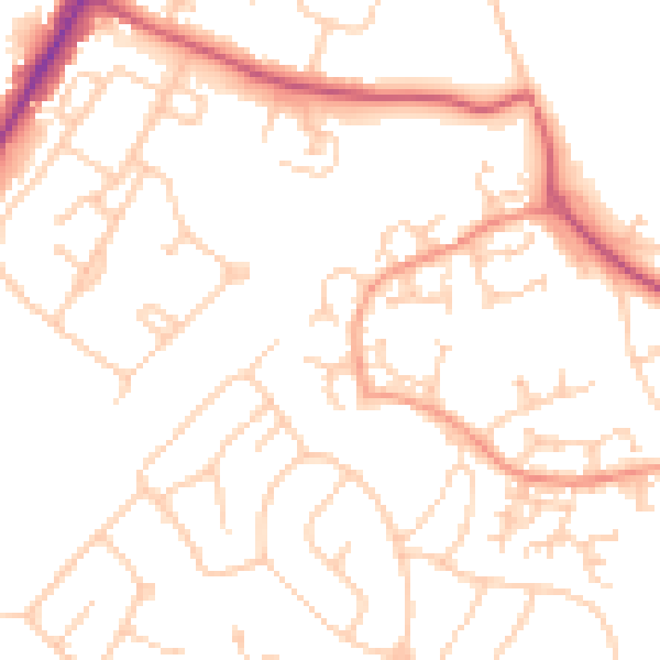 Daytime road noise heatmap for GU4 7HQ