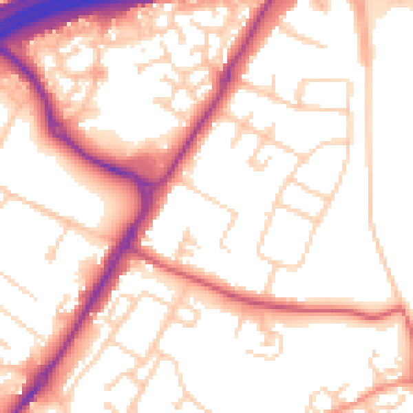 Daytime road noise heatmap for GU4 7JH