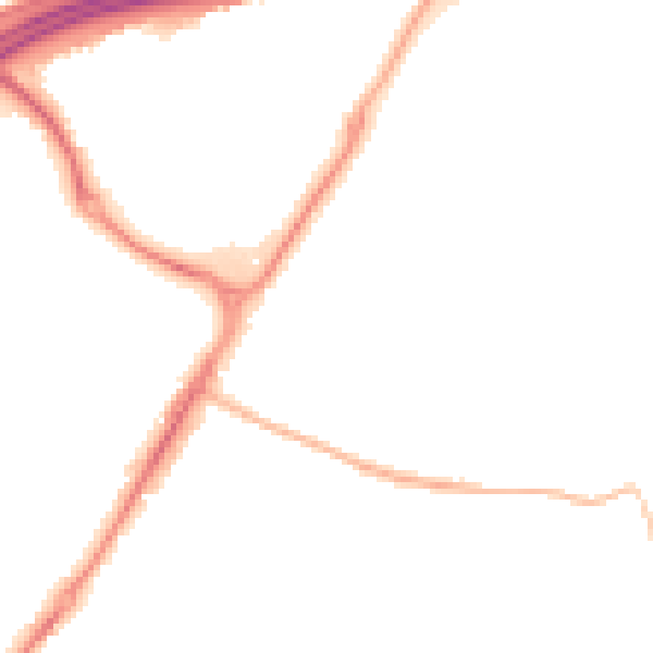 Night-time road noise heatmap for GU4 7JH