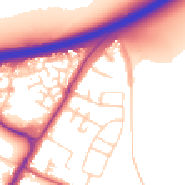 Daytime road noise heatmap for GU4 7JQ