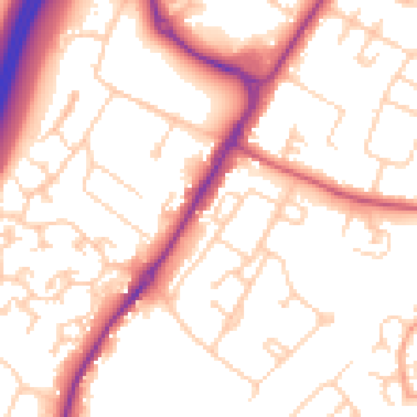 Daytime road noise heatmap for GU4 7JT