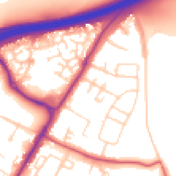 Daytime road noise heatmap for GU4 7JY