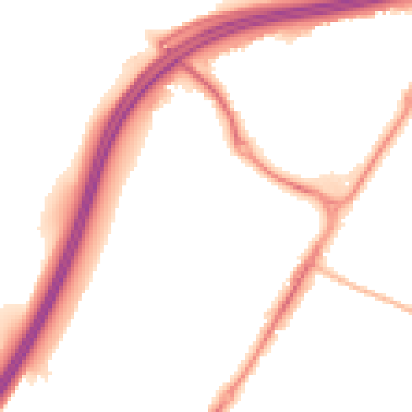 Night-time road noise heatmap for GU4 7LP