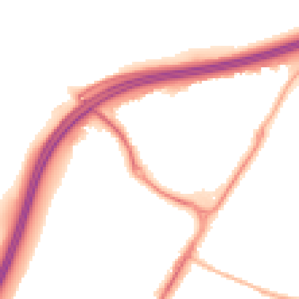 Night-time road noise heatmap for GU4 7NE
