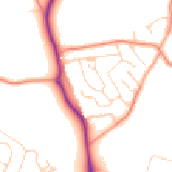 Daytime road noise heatmap for GU4 7NP
