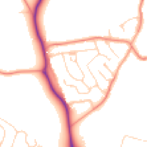 Daytime road noise heatmap for GU4 7NR