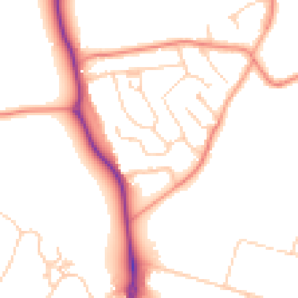 Daytime road noise heatmap for GU4 7NS