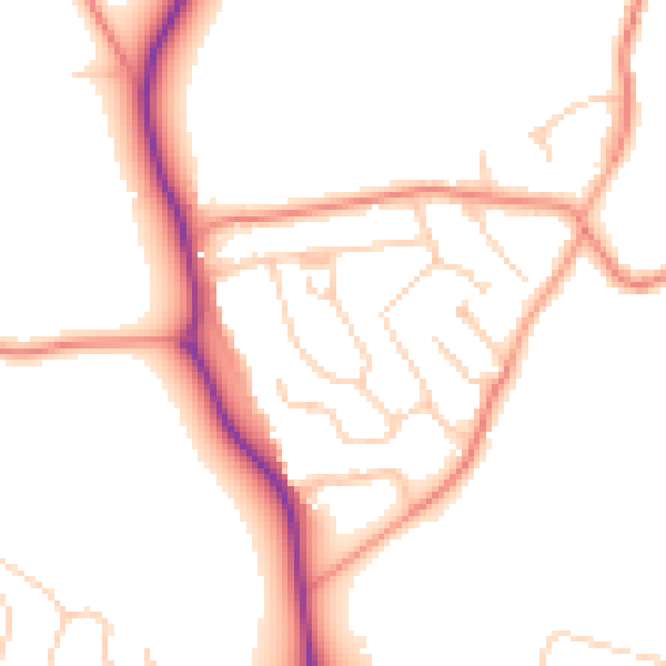 Daytime road noise heatmap for GU4 7NT