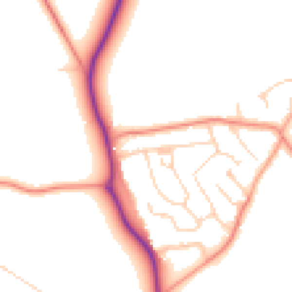 Daytime road noise heatmap for GU4 7NW