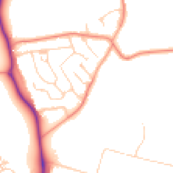 Daytime road noise heatmap for GU4 7PA