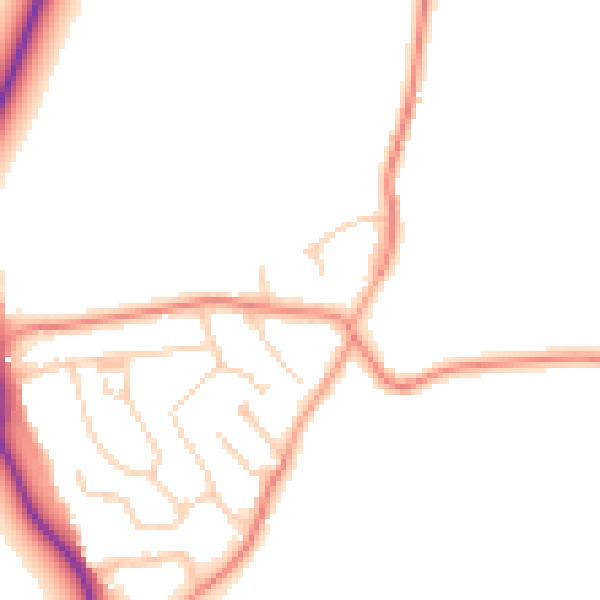 Daytime road noise heatmap for GU4 7PF