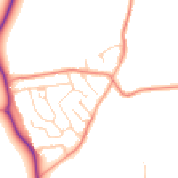 Daytime road noise heatmap for GU4 7PG