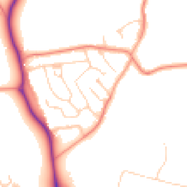 Daytime road noise heatmap for GU4 7PH