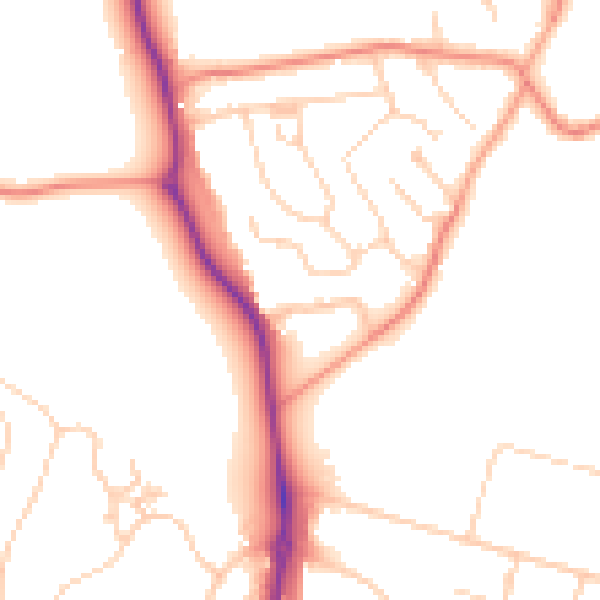 Daytime road noise heatmap for GU4 7PT