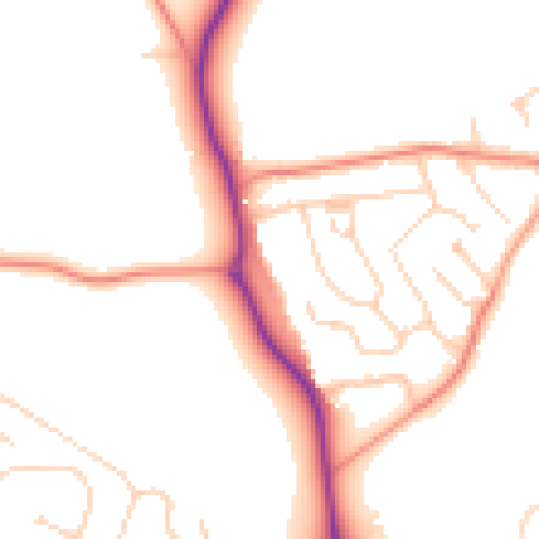 Daytime road noise heatmap for GU4 7PU