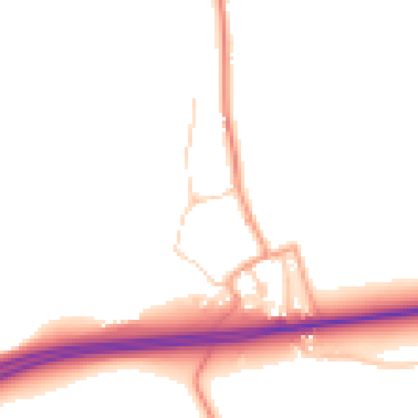 Daytime road noise heatmap for GU4 7SB