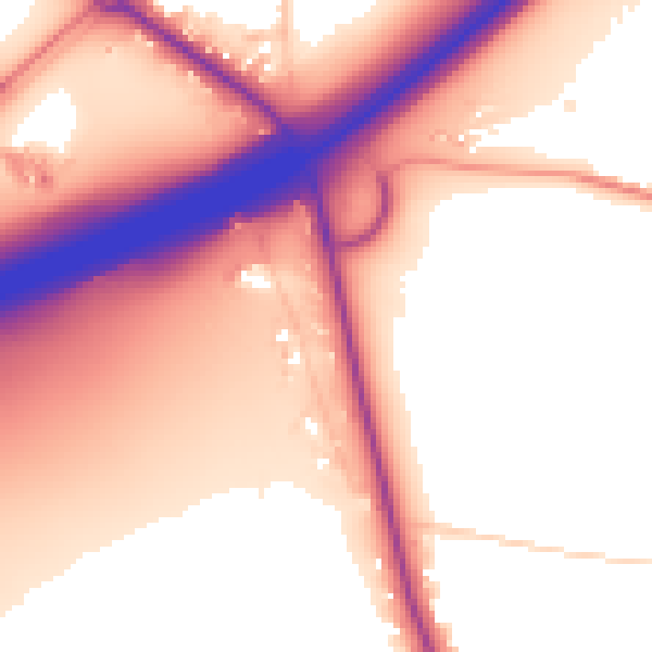 Daytime road noise heatmap for GU4 7UU