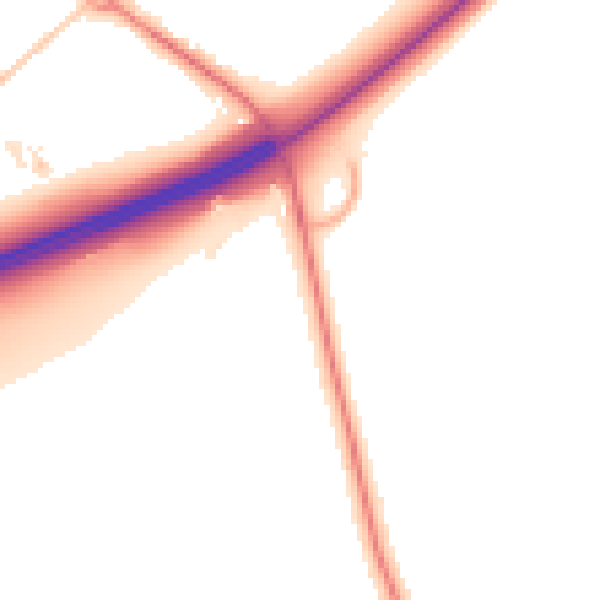 Night-time road noise heatmap for GU4 7UU