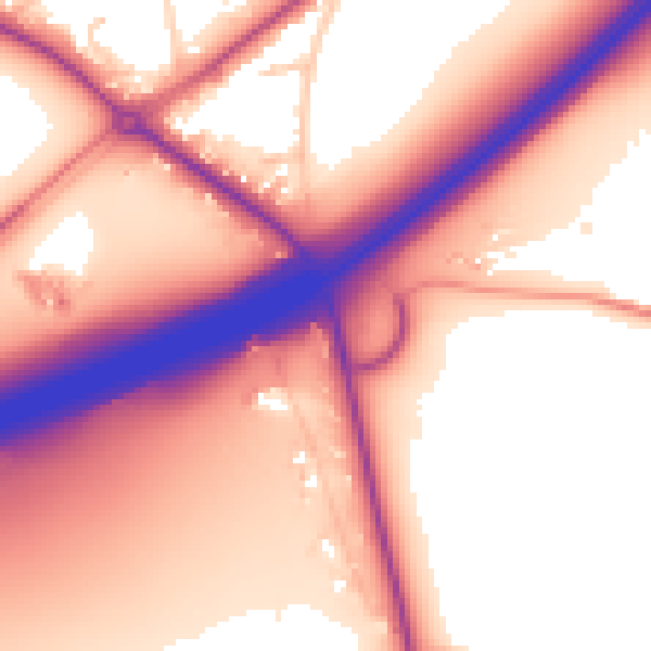 Daytime road noise heatmap for GU4 7UX