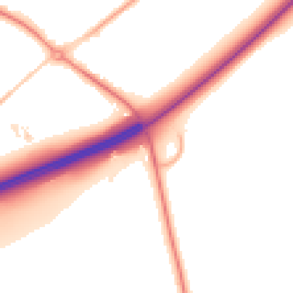 Night-time road noise heatmap for GU4 7UX