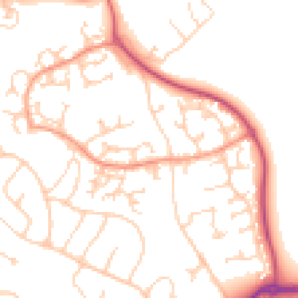 Daytime road noise heatmap for GU4 7XW