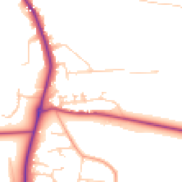 Daytime road noise heatmap for GU4 8BH