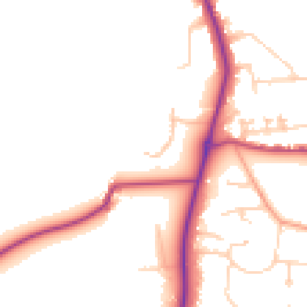 Daytime road noise heatmap for GU4 8BX