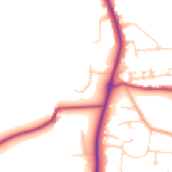 Daytime road noise heatmap for GU4 8DA