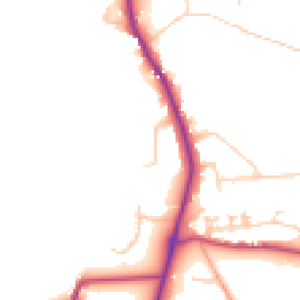 Daytime road noise heatmap for GU4 8DD