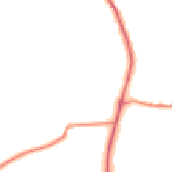 Night-time road noise heatmap for GU4 8DE