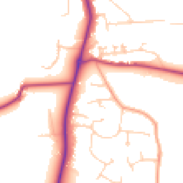 Daytime road noise heatmap for GU4 8DG