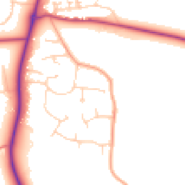 Daytime road noise heatmap for GU4 8DL