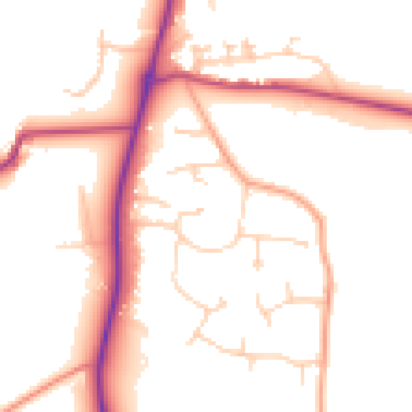 Daytime road noise heatmap for GU4 8DN