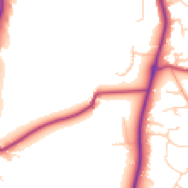 Daytime road noise heatmap for GU4 8DP