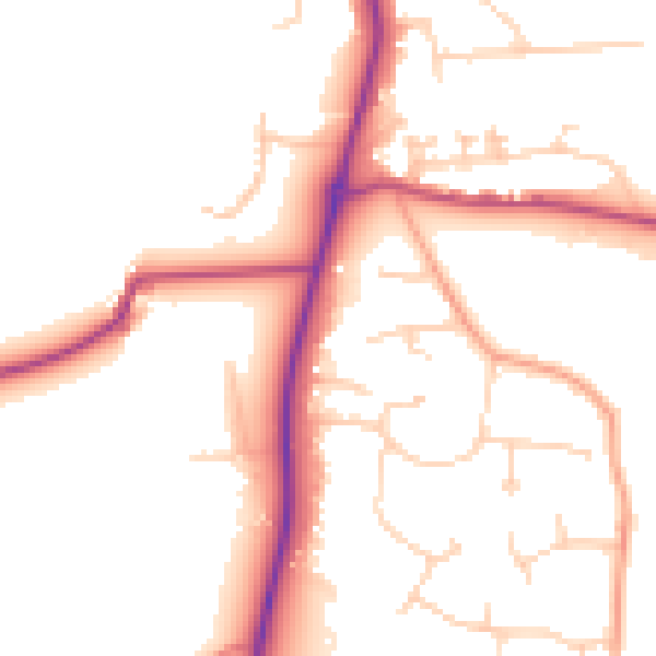 Daytime road noise heatmap for GU4 8DQ