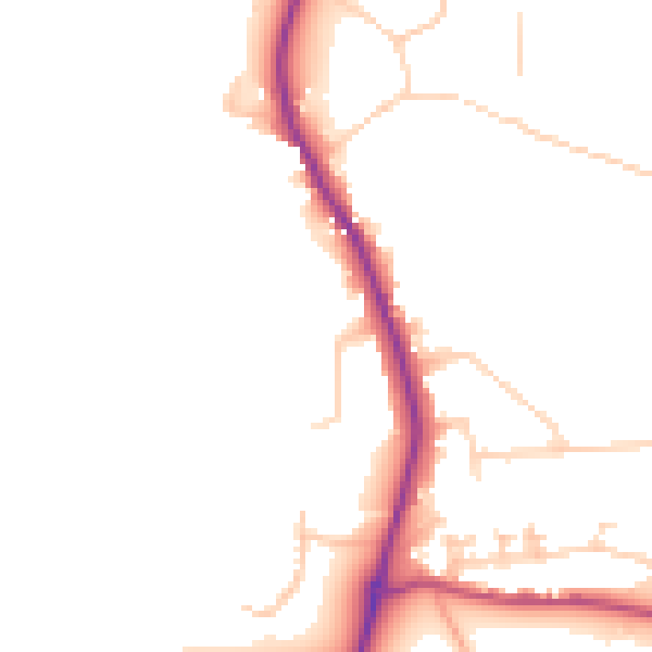 Daytime road noise heatmap for GU4 8DU